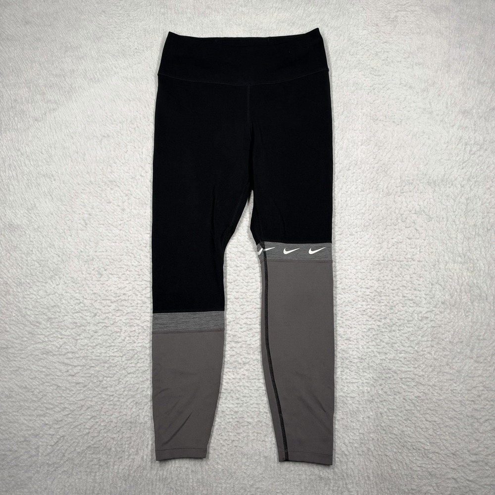 Nike One Dri-Fit Colorblock Leggings Black Gray BV4599-010 Women's Size M